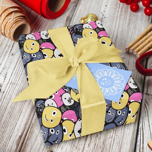 Dunkler Doodle-Monster-Cartoon Geschenkpapier