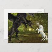 Dunkler Drache Vs Unicorn-Kampfmagie Postkarte (Vorne/Hinten)