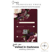 Dunkler Eleganter Burgundy & Cream Floral QR Code RSVP Karte