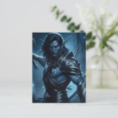 Dunkler Elf bereit für Schlacht Postkarte (Stehend Vorderseite)