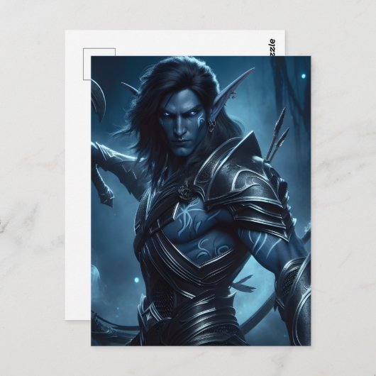 Dunkler Elf bereit für Schlacht Postkarte (Vorne/Hinten)