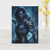 Dunkler Elf bereit für SchlachtHalloween Karte (Gelbe Blume)