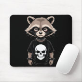 Dunkler Emo-Waschbär mit Totenkopf-Punk-Stil Alter Mousepad (Mit Mouse)