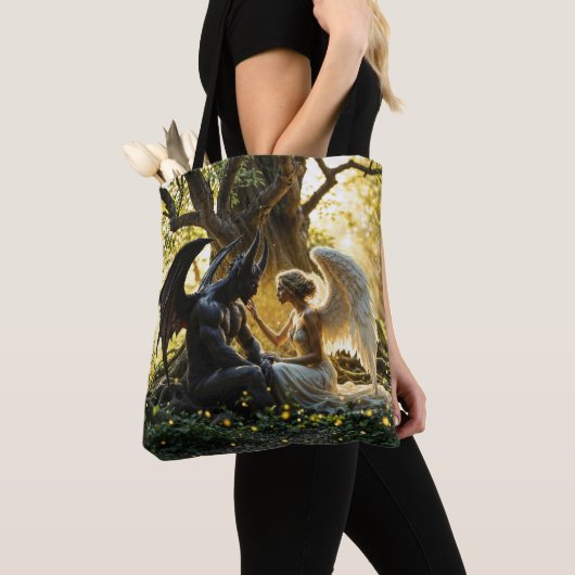 Dunkler Engel-Dämon verboten Liebe Kunst Tasche (Von Nahem)