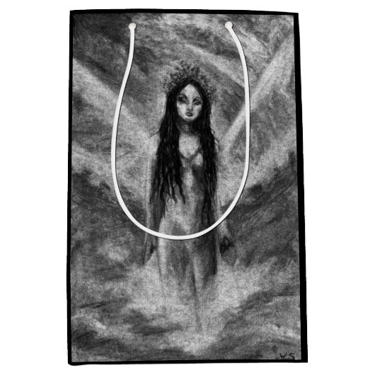 Dunkler Engel Goth La-Lunas schwarze u. weiße Mittlere Geschenktüte (Vorderseite)