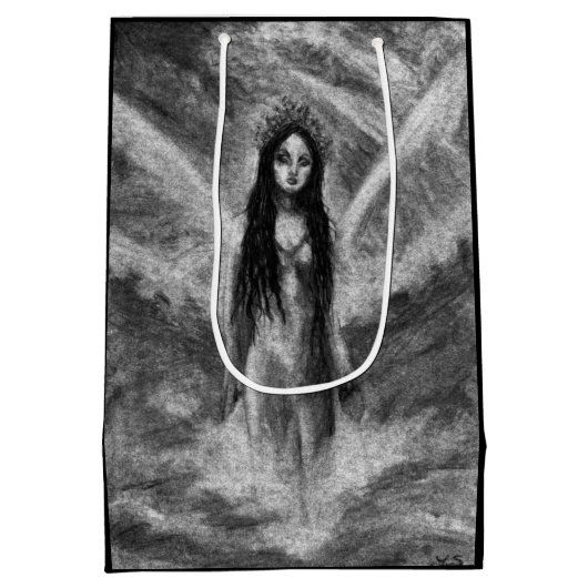 Dunkler Engel Goth La-Lunas schwarze u. weiße Mittlere Geschenktüte (Rückseite)