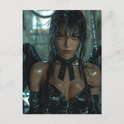 Dunkler Engel im Regen Postkarte (Vorderseite)