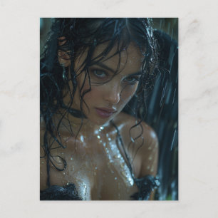 Dunkler Engel im Regen Postkarte