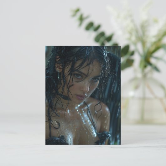 Dunkler Engel im Regen Postkarte (Stehend Vorderseite)