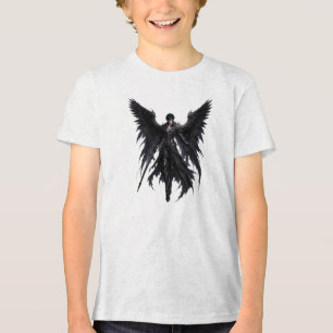 Dunkler Engel Krieger mit riesigen schwarzen Flüge Tri-Blend Shirt
