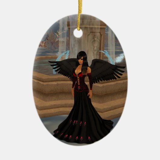 Dunkler Engel Liebe Oval Ornament (Vorne)