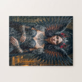 Dunkler Engel mit Krone und Rose Puzzle (Horizontal)