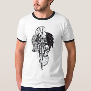 Dunkler Engel und Dämonengeflügelter Ritter-Ringer T-Shirt