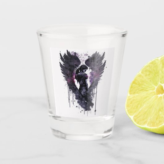 Dunkler Engel Valentin mit dunklen Winkeln Schnapsglas (Vorderseite)