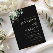 Dunkler Eukalyptus Minimalistisch in einer Hochzei Einladung