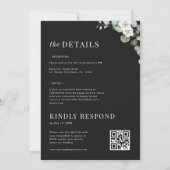 Dunkler Eukalyptus Minimalistisch in einer Hochzei Einladung (Rückseite)