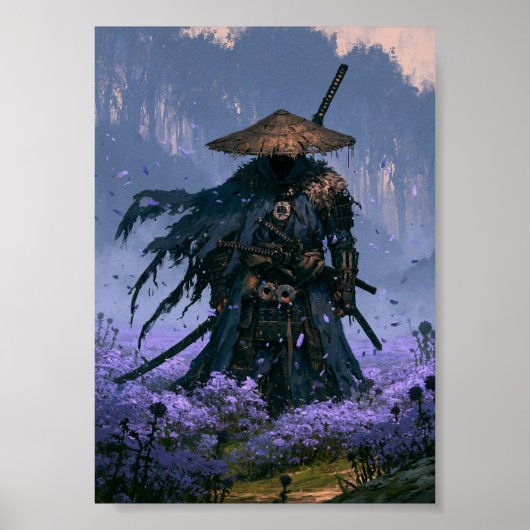 Dunkler Fantasy Blaumantel Samurai  Poster (Vorne)