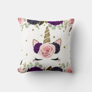 Dunkler Floraler Glamour Gold Glitter Einhorn Tren Kissen