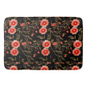 Dunkler floraler Hintergrund Rosa Rot Badematte (Vorderseite)