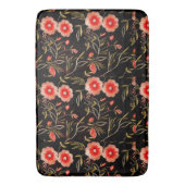 Dunkler floraler Hintergrund Rosa Rot Badematte (Vorderseite Vertikal)