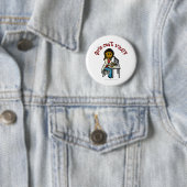 Dunkler Frauenwissenschaftler Button (Beispiel)