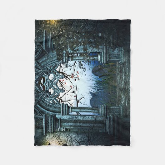 Dunkler Friedhof Fleecedecke (Vorderseite)