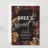 Dunkler Garten Herbst Blume fallen Süß 16 Party Einladung (Vorderseite)