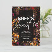 Dunkler Garten Herbst Blume fallen Süß 16 Party Einladung (Stehend Vorderseite)