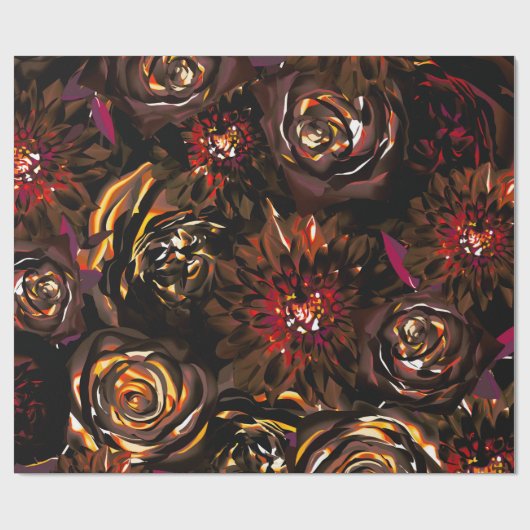 Dunkler Garten Herbstglühen Blume fallen Weddinga Geschenkpapier (Flach)