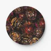 Dunkler Garten Herbstglühen Blume Hochzeit im Herb Pappteller (Vorderseite)