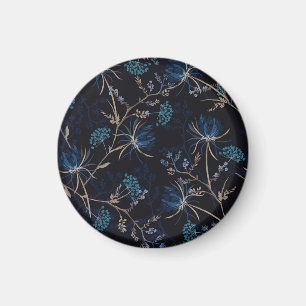 Dunkler Garten: Monochrome blaue Blüten Magnet