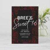 Dunkler Garten Rote Romantische Blume Glam Sweet 1 Einladung (Stehend Vorderseite)