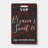Dunkler Garten Rote Romantische Blume Sweet 16 VIP Ausweis (Back)