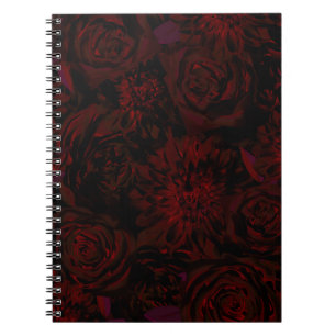Dunkler Garten Rote Romantische Blumen Gothic Glam Notizblock
