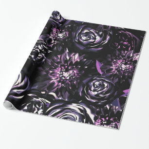 Dunkler Garten verzaubernde lila Glamour Blumen Ho Geschenkpapier