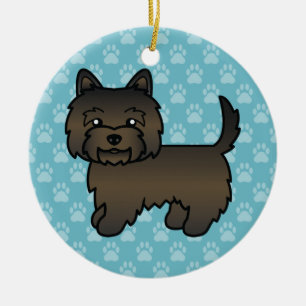 Dunkler Gescheckter Cairn Terrier Cartoon Hund auf Keramikornament