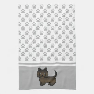 Dunkler Gescheckter Cairn Terrier Süßer Hund & Gra Geschirrtuch