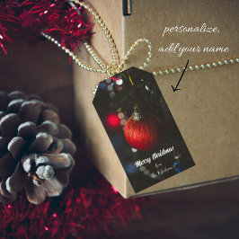 Dunkler Glamour Weihnachtsbäume und Garland Geschenkanhänger