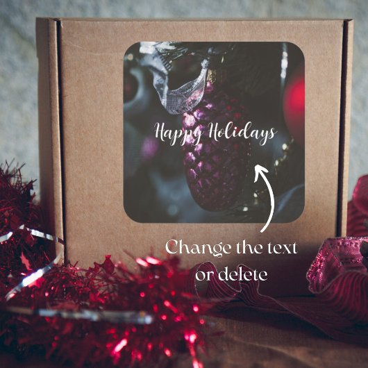 Dunkler Glamour Weihnachtsschmuck Quadratischer Aufkleber