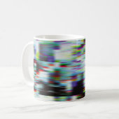 Dunkler glitzernder Hintergrund, Abbildung. Schwar Kaffeetasse (Vorderseite Links)