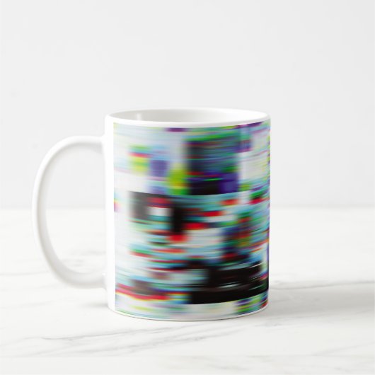 Dunkler glitzernder Hintergrund, Abbildung. Schwar Kaffeetasse (Links)