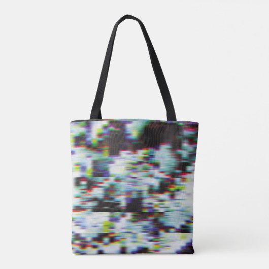 Dunkler glitzernder Hintergrund, Abbildung. Schwar Tasche (Rückseite)