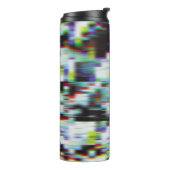 Dunkler glitzernder Hintergrund, Abbildung. Schwar Thermosbecher (Nach links gedreht)