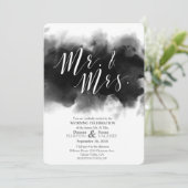Dunkler Goth Herr und Frau Watercolor Wedding Einladung (Stehend Vorderseite)