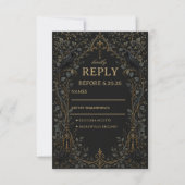 Dunkler Gothic Rabe RSVP Karte (Vorderseite)