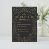 Dunkler Gothic Rabe RSVP Karte (Stehend Vorderseite)