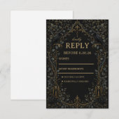 Dunkler Gothic Rabe RSVP Karte (Vorne/Hinten)