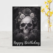 Dunkler Gothischer Schädel und Rose Mural Karte (Gelbe Blume)