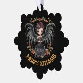 Dunkler gothischer Weihnachtsengel Ornament Karte (Linke Ecke)