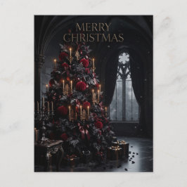 Dunkler gotischer Weihnachtsbaum in einem Schloss- Postkarte